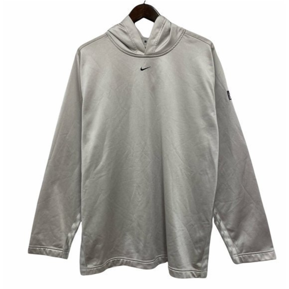 Vtg Nike 1990's Men's XL Gray Center Swoosh Check Travis Scott Hoodie Sweatshirt